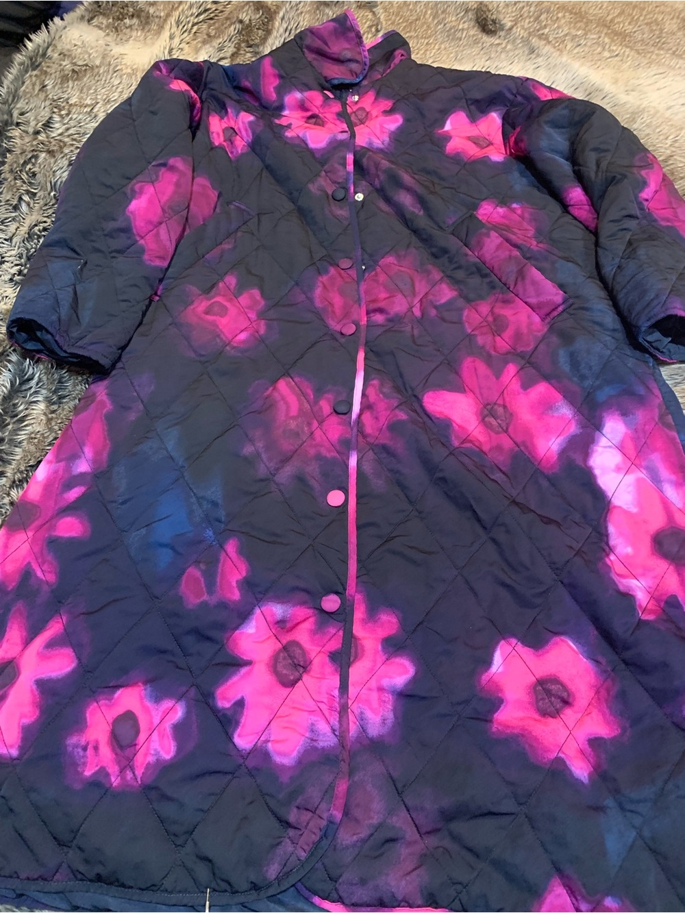 Rachel Comey x Target Smudge floral print quilted long coat Size XL